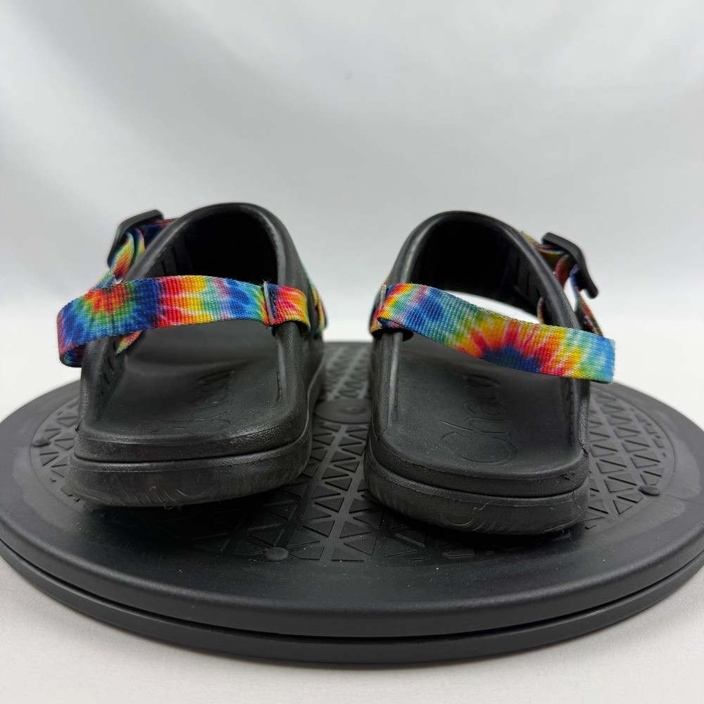 Chaco Chillos Kids Junior 4 Rainbow Tie Dye Black Slide Sandals J107383 - Picture 5 of 9